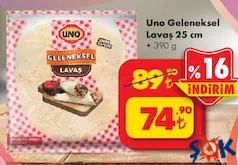 UNO GELENEKSEL LAVAŞ 25 CM 390 G fiyat ve kampanya bilgisi